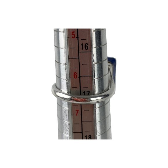 Vintage 950‎ Silver Lazuli Lapis Bar Abstract Design Ring Size 6.5 - Picture 9 of 9